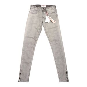 Fiorucci By Naomi Cambpell Women's Gray Skinny Jean With Ankle Zipper Detail NWT
